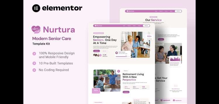 Item cover for download Nurtura - Modern Senior Care Elementor Template Kit