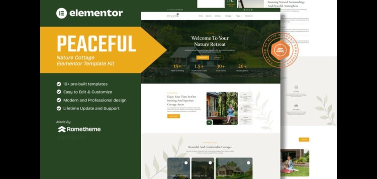 Item cover for download Peaceful - Nature Cottage Elementor Template Kit