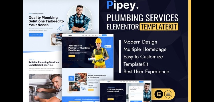 Item cover for download Pipey - Plumber Services Elementor Template Kit