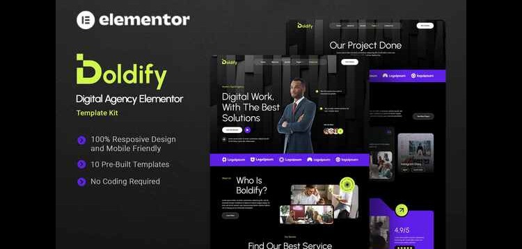 Item cover for download Boldify - Digital Agency Elementor Template Kit