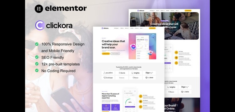 Item cover for download Clickora - Digital Marketing Agency Elementor Template Kit