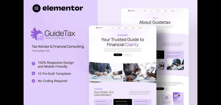 Item cover for download GuideTax - Tax Advisor & Financial Colsulting Elementor Template Kit