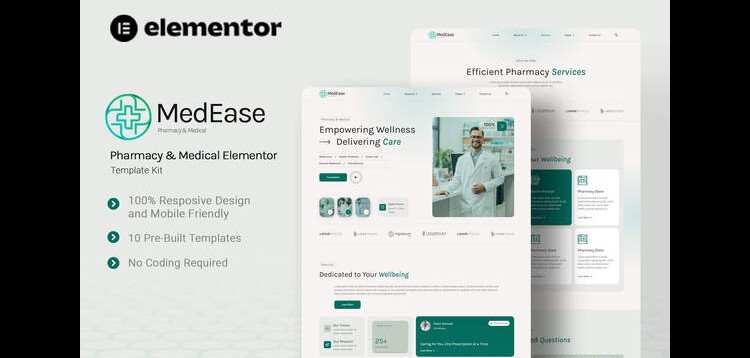 Item cover for download MedEase - Pharmacy & Medical Elementor Template Kit