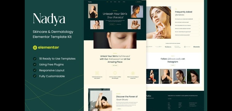 Item cover for download Nadya - Skincare & Dermatology Elementor Template Kit