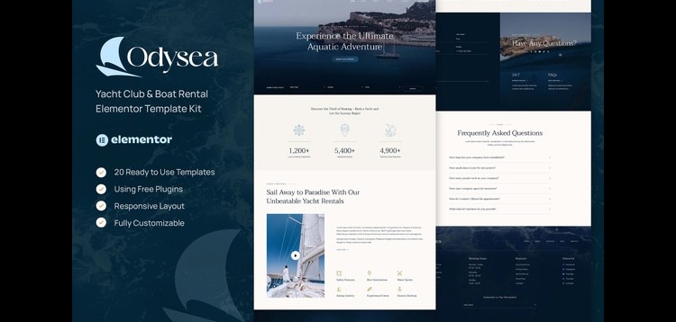 Item cover for download Odysea - Yacht Club & Boat Rental Elementor Template Kit
