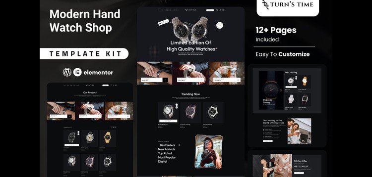 Item cover for download Turnstime - Modern Hand Watch Shop eCommerce Elementor Pro Template Kit