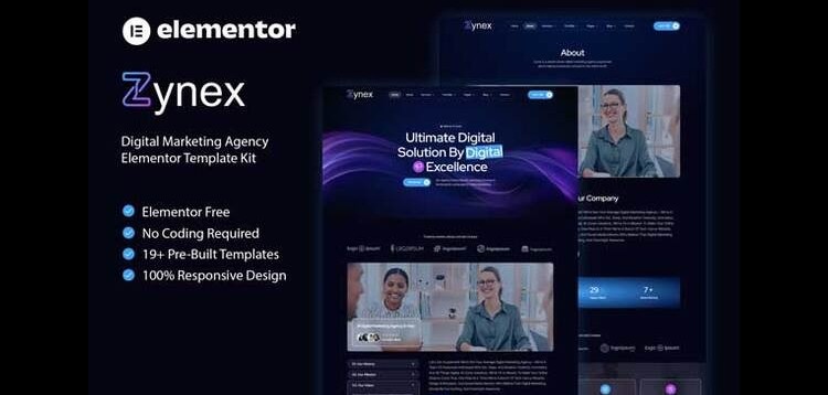 Item cover for download Zynex - Digital Marketing Agency Elementor Template Kit