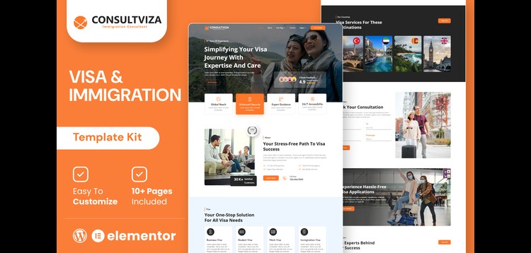 Item cover for download Consultviza – Immigration & Visa Consulting Elementor Template Kit