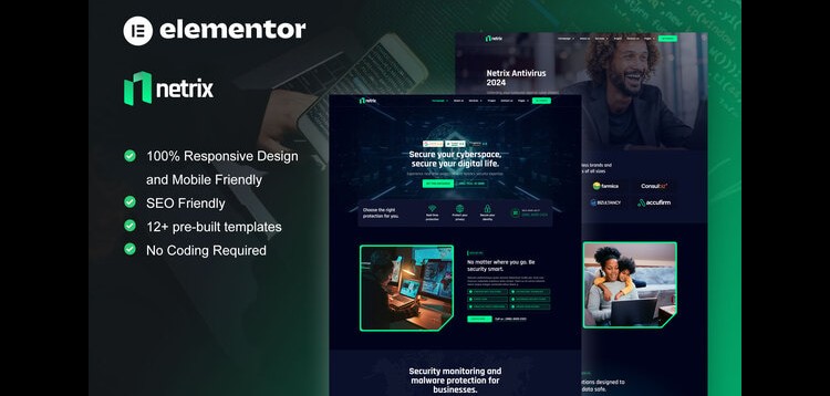 Item cover for download Netrix - Cyber Security Services Elementor Template Kit