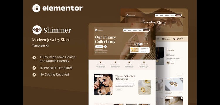 Item cover for download Shimmer - Modern Jewelry Store Elementor Template Kit