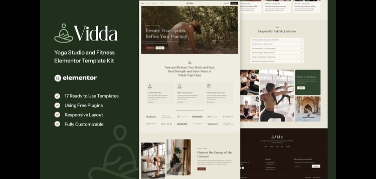 Item cover for download Vidda - Yoga Studio & Fitness Elementor Template Kit