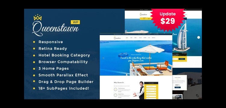 Item cover for download QueensTown : Resort and Hotel WordPress Theme