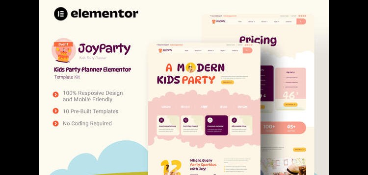 Item cover for download JoyParty - Kids Party Planner Elementor Template Kit
