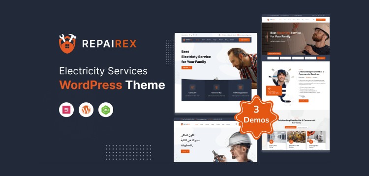 Item cover for download Repairex - Electricity Services WordPress Theme + RTL