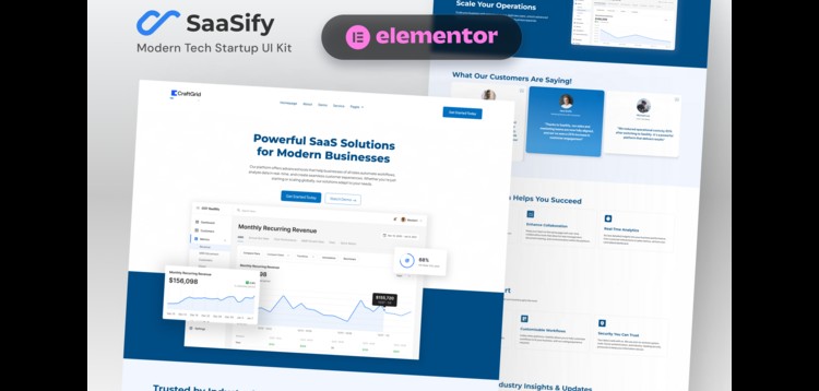 Item cover for download SaaSify - Modern Tech Startup Elementor Template Kit