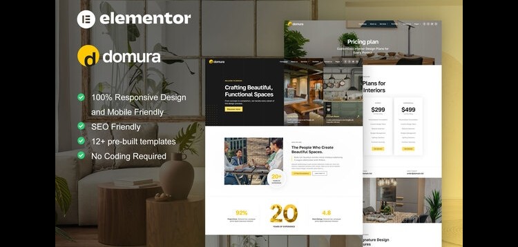 Item cover for download Domura - Interior Design & Architecture Elementor Pro Template Kit