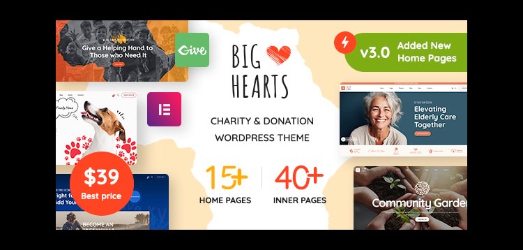 Item cover for download BigHearts - Charity & Donation WordPress Theme