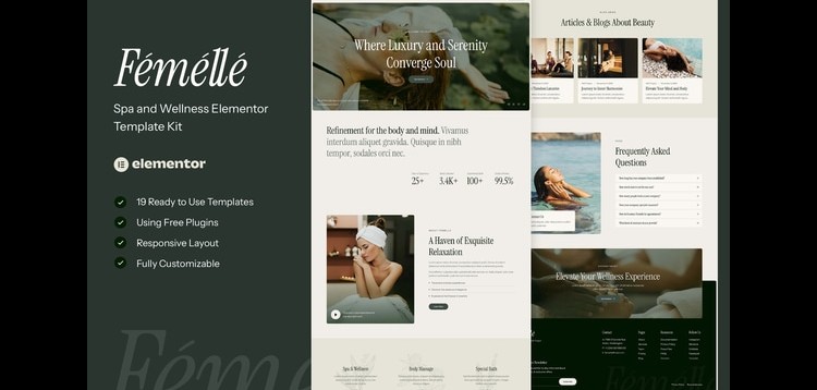 Item cover for download Femelle - Spa & Wellness Elementor Template Kit