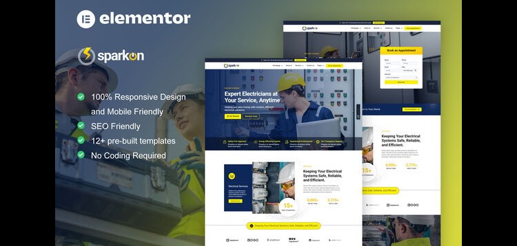 Item cover for download Sparkon - Electrical Installation & Maintenance Service Elementor Pro Template Kit