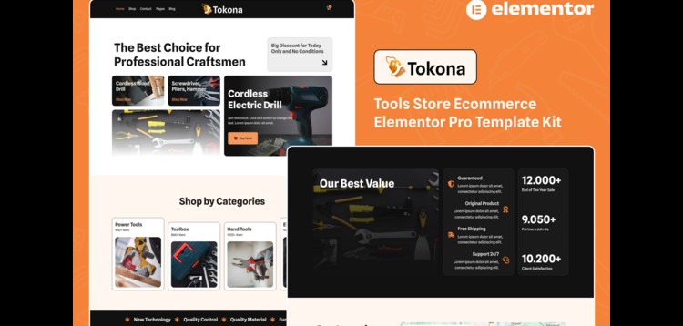 Item cover for download Tokona - Tools Store Ecommerce Elementor Pro Template Kit
