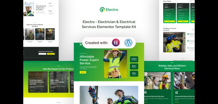Item cover for download Electro - Electrician & Electrical Services Elementor Template Kit