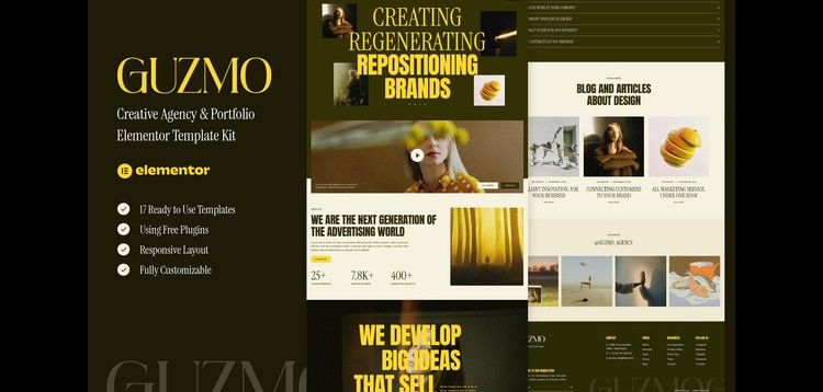 Item cover for download Guzmo - Creative Agency & Portfolio Elementor Template Kit