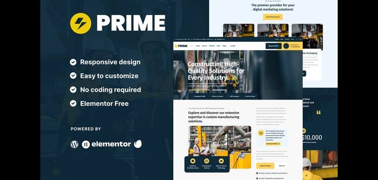 Item cover for download Prime - Industrial & Manufacturing Elementor Template Kit