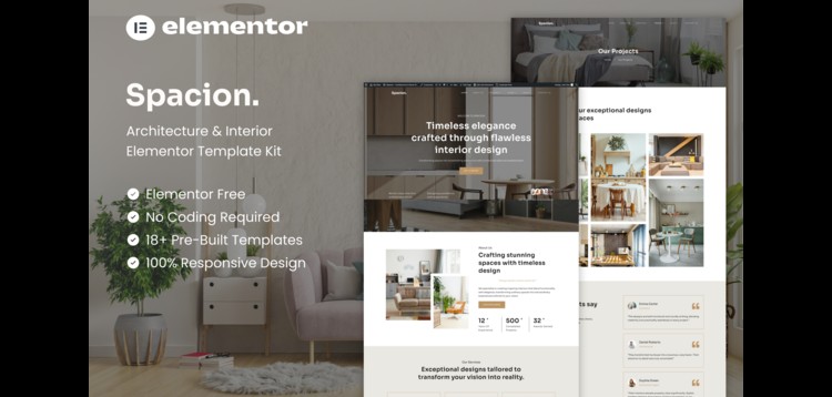 Item cover for download Spacion - Architecture & Interior Elementor Template Kit