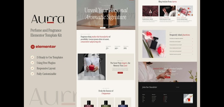 Item cover for download Aurra - Perfume and Fragrance Elementor Template Kit