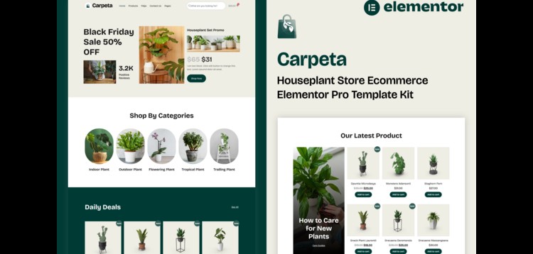 Item cover for download Carpeta - Houseplant Store Ecommerce Elementor Pro Template Kit
