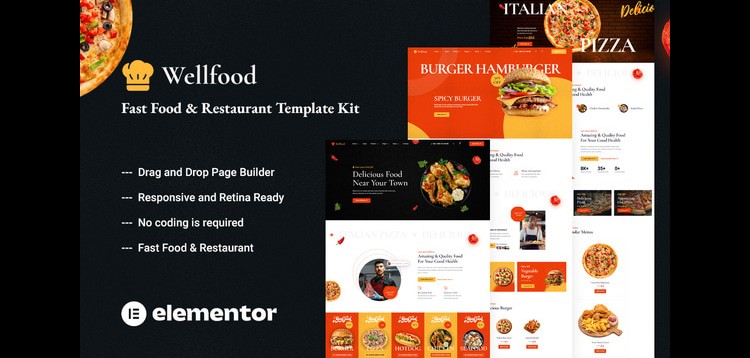 Item cover for download Wellfood - Fast Food & Restaurant Elementor Pro Template Kit