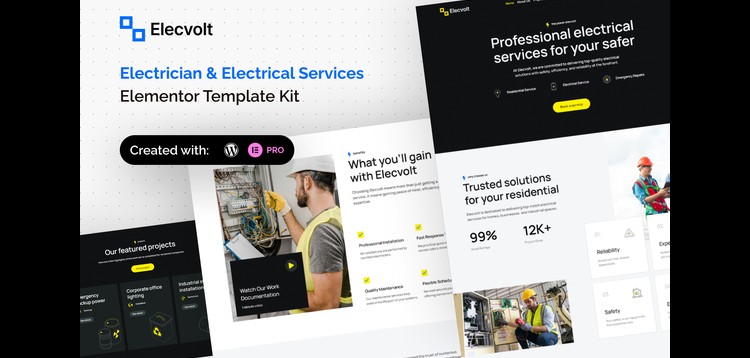 Item cover for download Elecvolt - Electrician & Electrical Services Elementor Template Kit