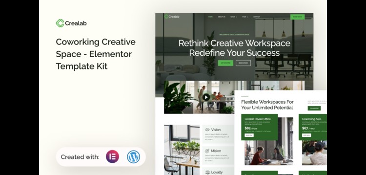 Item cover for download Crealab - Coworking Creative Space Elementor Template Kit