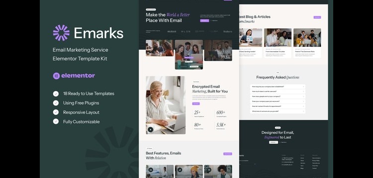Item cover for download Emarks - Email Marketing Service Elementor Template Kit