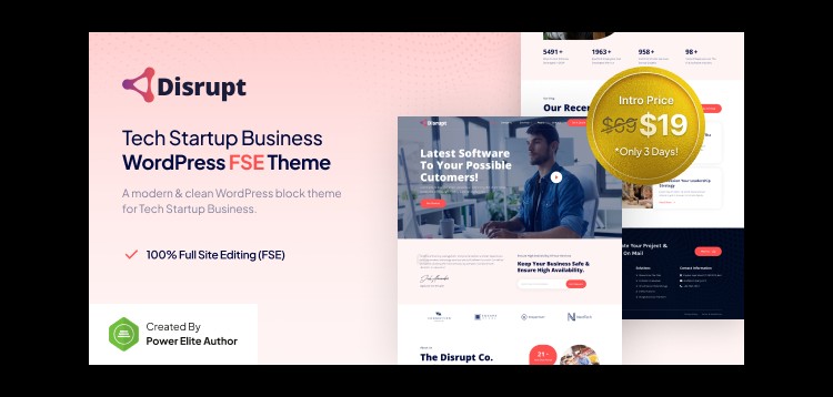 Item cover for download Disrupt – Tech Startup Business FSE WordPress Theme