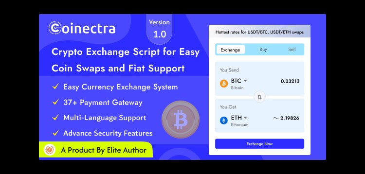 Item cover for download Coinectra - Buy, Sell and Crypto Currency Exchange Script