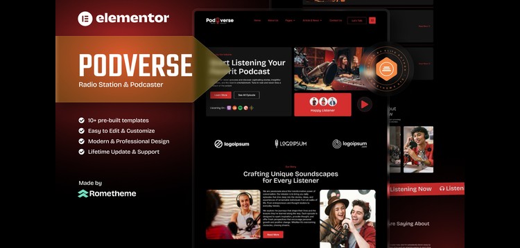 Item cover for download Podverse - Radio Station & Podcaster Elementor Template Kit