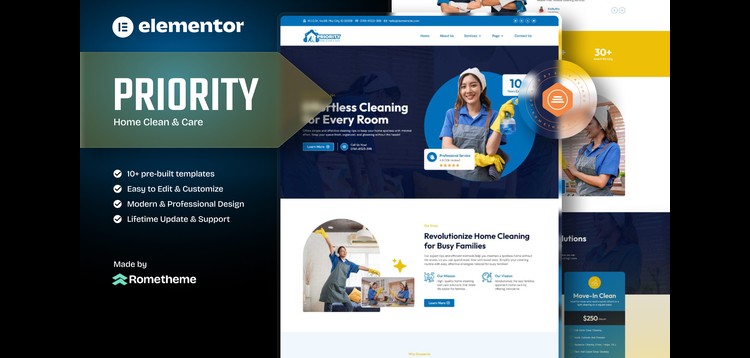 Item cover for download Priority - Home Clean and Care Elementor Template Kit