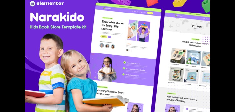 Item cover for download Narakido - Kids Bookstore Elementor Template Kit