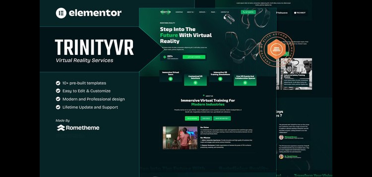 Item cover for download TrinityVR - Virtual Reality Services Elementor Template Kit