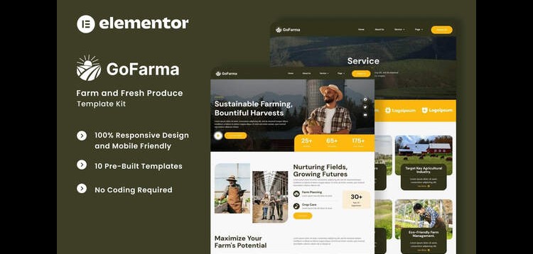 Item cover for download Gofarma - Farm & Fresh Produce Elementor Template Kit
