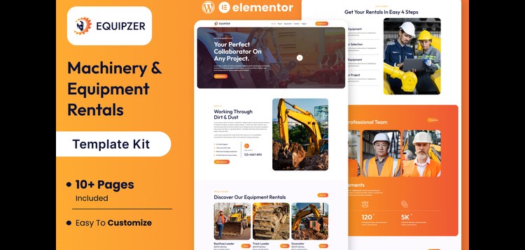Item cover for download Equipzer - Machinery & Equipment Rentals Elementor Template Kit