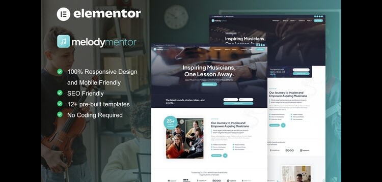 Item cover for download MelodyMentor - Music School & Courses Elementor Template Kit