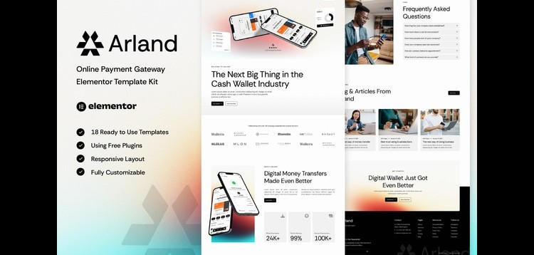 Item cover for download Arland - Online Payment Gateway Elementor Template Kit