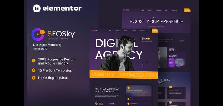 Item cover for download Seosky - Seo Digital Marketing Elementor Template Kit