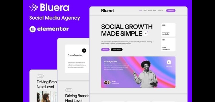 Item cover for download Bluera - Social Media Agency Elementor Template Kit