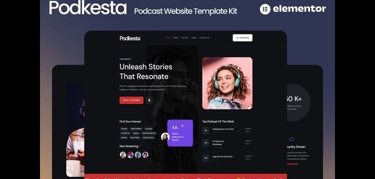 Item cover for download Podkesta - Dark Theme Podcast Elementor Template Kit
