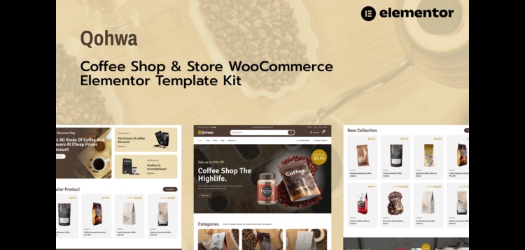 Item cover for download Qohwa - Coffee Shop & Store Ecommerce Elementor Pro Template Kit