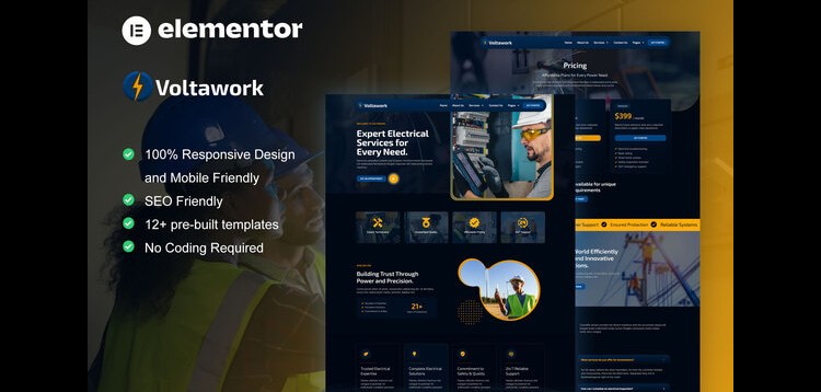 Item cover for download VoltaWork - Electrical Service Elementor Template Kit