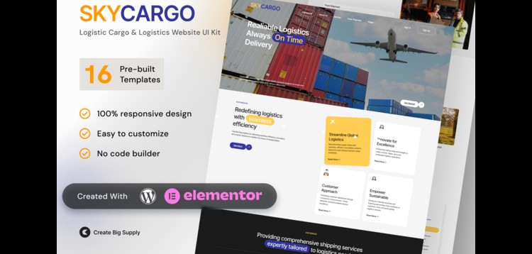 Item cover for download Skycargo - Logistic Cargo & Logistics Elementor Template Kit